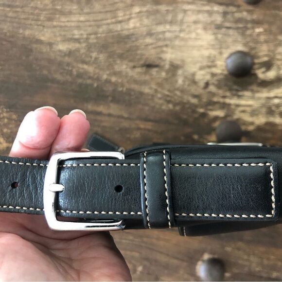 Vintage Coach Hampton Black Leather Buckle Flap Hobo Shoulder Bag #7583 - Picture 7 of 9